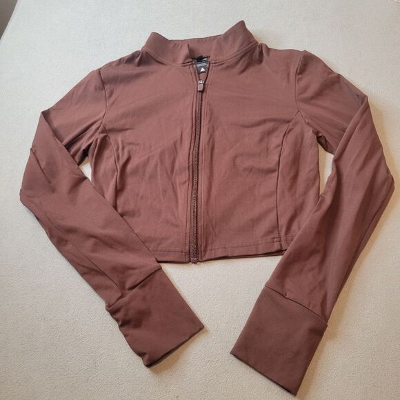 Balance Athletica Cropped Zip Up Jacket Size Medium Brown - Picture 1 of 8